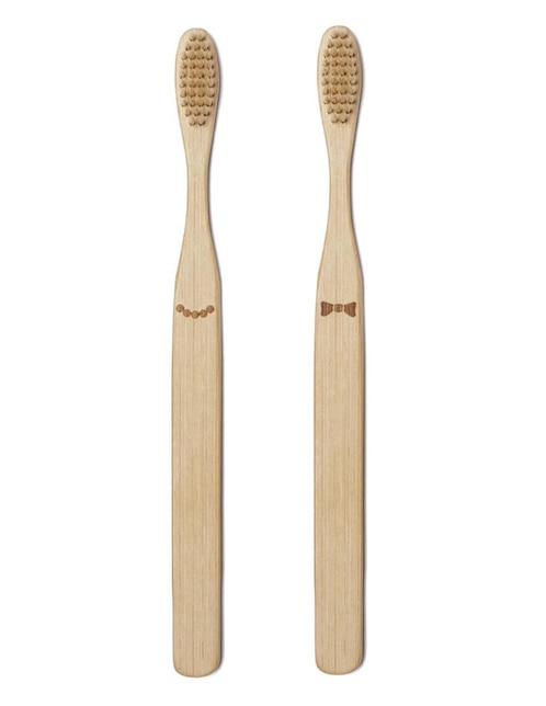 Set Cepillo de dientes Kikkerland de bambú El y Ella