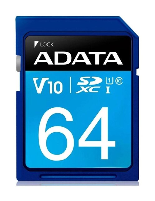 Memoria SD 64GB Adata V10 Clase 10 Video Full HD Cámara DSLR ASDX64GUICL10-R