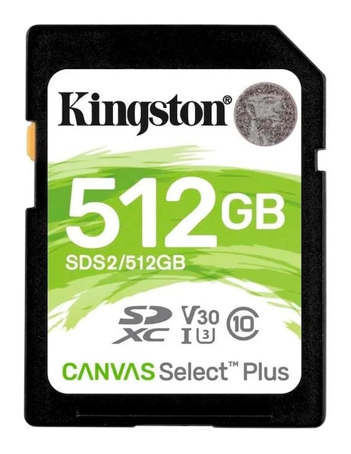 Memoria SD 512 GB Kingston Canvas Select Plus Clase 10 Video 4K V30 Juegos SDS2 512 GB