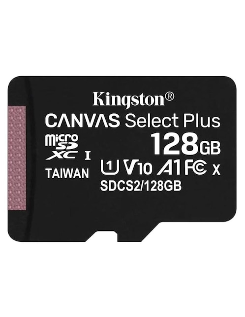 Memoria Micro SD 128GB Kingston Canvas Select Plus Clase 10 Juegos A1 Video 4K V30 SDCS2/128GB