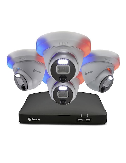 DVR 8 canales de seguridad inalámbrica Full HD 90° con capacidad para grabar para interior y exterior