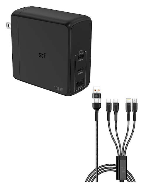 Cargador pared STF de 100 W USB + USB tipo C Gan Ultra Rápida