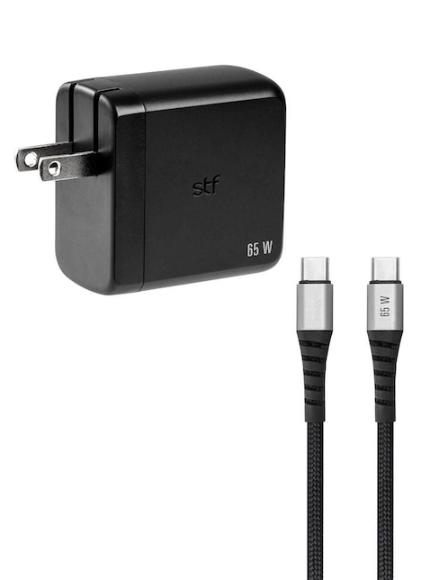 Cargador pared de 65 W USB + USB tipo C Carga Ultra Rápida Gan Trenzado 1