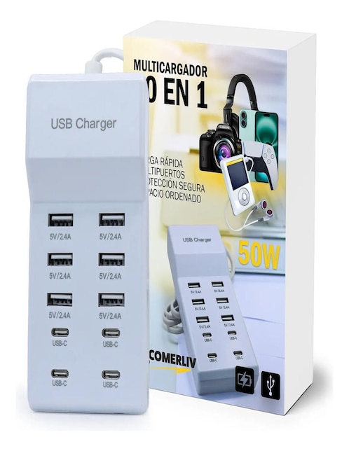 COMERLIV Cargador pared Comerliv de 50 W USB + USB tipo