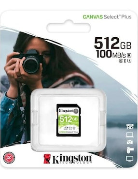 Memoria SD 512 GB Kingston Canvas Select Plus Clase 10 Video 4K V30 Juegos SDS2 512 GB