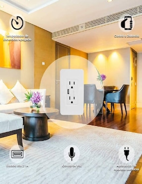 Contacto Doble Wi-Fi y Cargador USB Smart Home By Techzone