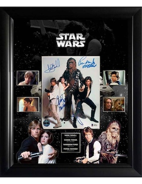 Autógrafos Harrison Ford, Mark Hamill, Peter Mayhew Y Carrie Fisher Star Wars Logos Rockers Autographs LP