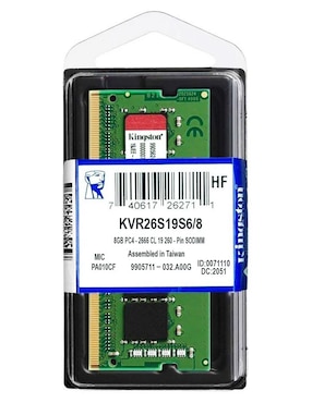 Memoria RAM Kingston Sodimm CL19 DDR4 8GB 2666 MHz