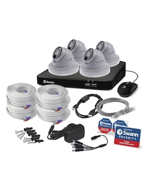DVR 8 canales de seguridad Swann inalámbrica Full HD 90° con capacidad para grabar para interior y exterior