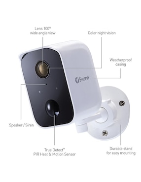 Cámara individual de seguridad Swann inalámbrica Full HD 103° con capacidad para grabar para interior y exterior
