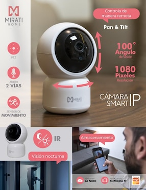 Cámara individual de seguridad Mirati Home alámbrica Full HD 103° con capacidad para grabar para interior