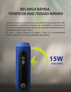 Batería portátil GETTTECH 10000 mAh GBN-M10CL-01_LED