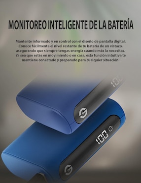 Batería portátil GETTTECH 10000 mAh GBN-M10CL-01_LED