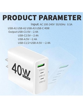 Cargador pared Hotshot USB tipo A + USB tipo C