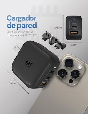 Cargador pared STF de 65 W USB tipo C GaN