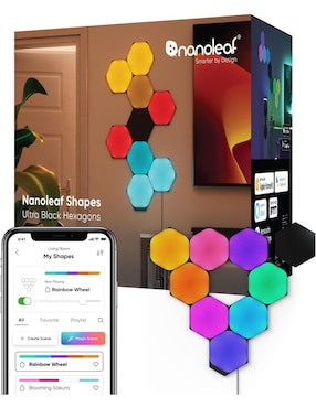 Set de paneles LED smart Nanoleaf Shapes Hexagonos 9 piezas NL42-0103HX-9PK