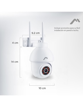 Cámara WI-FI de seguridad Mitzu inalámbrica HD 350° con capacidad para grabar para interior y exterior