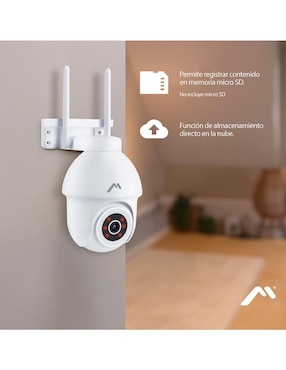 Cámara WI-FI de seguridad Mitzu inalámbrica HD 350° con capacidad para grabar para interior y exterior