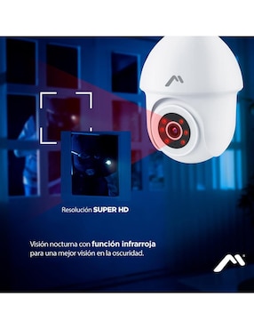 Cámara WI-FI de seguridad Mitzu inalámbrica HD 350° con capacidad para grabar para interior y exterior