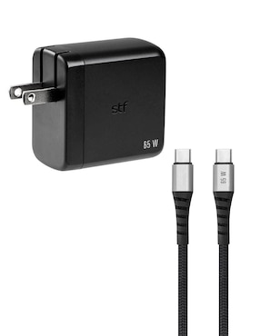 Cargador pared STF de 65 W USB + USB tipo C Carga Ultra Rápida Gan Trenzado