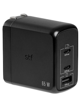 Cargador pared STF de 65 W USB + USB tipo C Carga Ultra Rápida Gan Trenzado