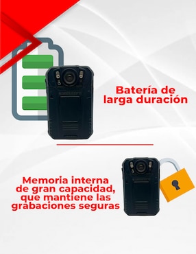 Cámara corporal de seguridad con visión nocturna Secucore inalámbrica 2K 120° con capacidad de grabar para exterior