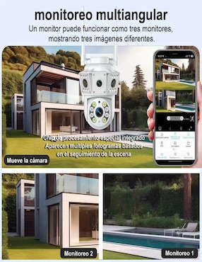 Cámara wi-fi de seguridad Belug alámbrica 4k/uhd 360° con capacidad para grabar con vision nocturna para interior y exterior