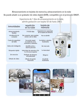 Cámara wi-fi de seguridad Belug alámbrica 4k/uhd 360° con capacidad para grabar con vision nocturna para interior y exterior