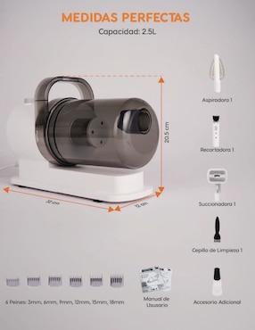 Kit de aseo y aspiradora para mascota Poli Pets de 300 W