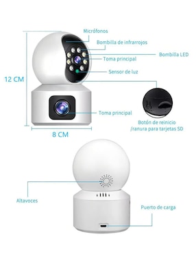 Cámara Wi-Fi de seguridad Belug alámbrica Full HD 360° con capacidad de grabar para interior y exterior