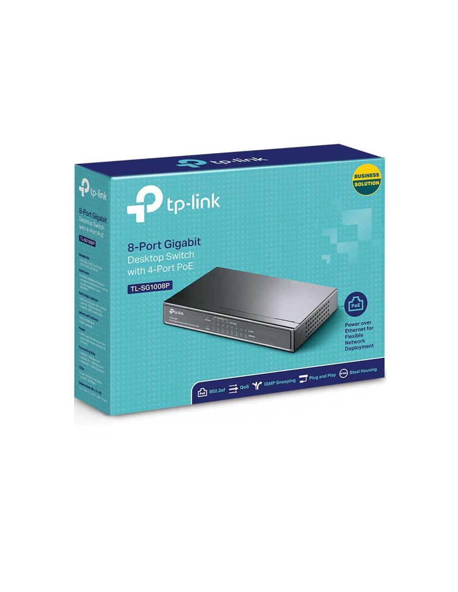 Switch TP-Link TL-SG1008P 8 Puertos Gigabit Ethernet 10/100/1000Mbps PoE 802.3af 2