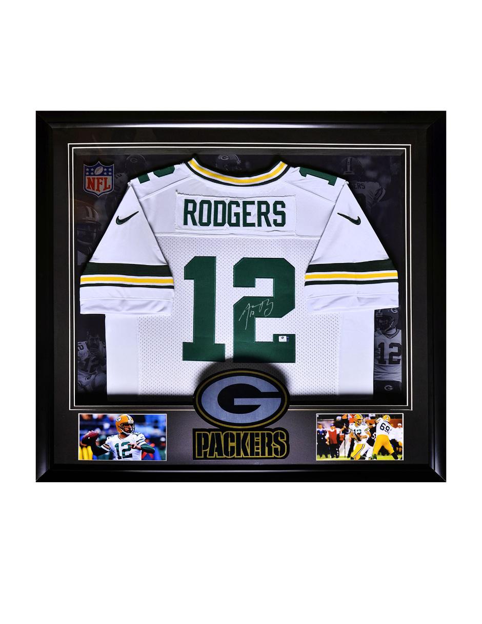 Aaron Rodgers Signed Packers Custom Framed Jersey Display with LED Lights &  (2) Trading Cards Inscribed Leader Of The Pack (Fanatics)