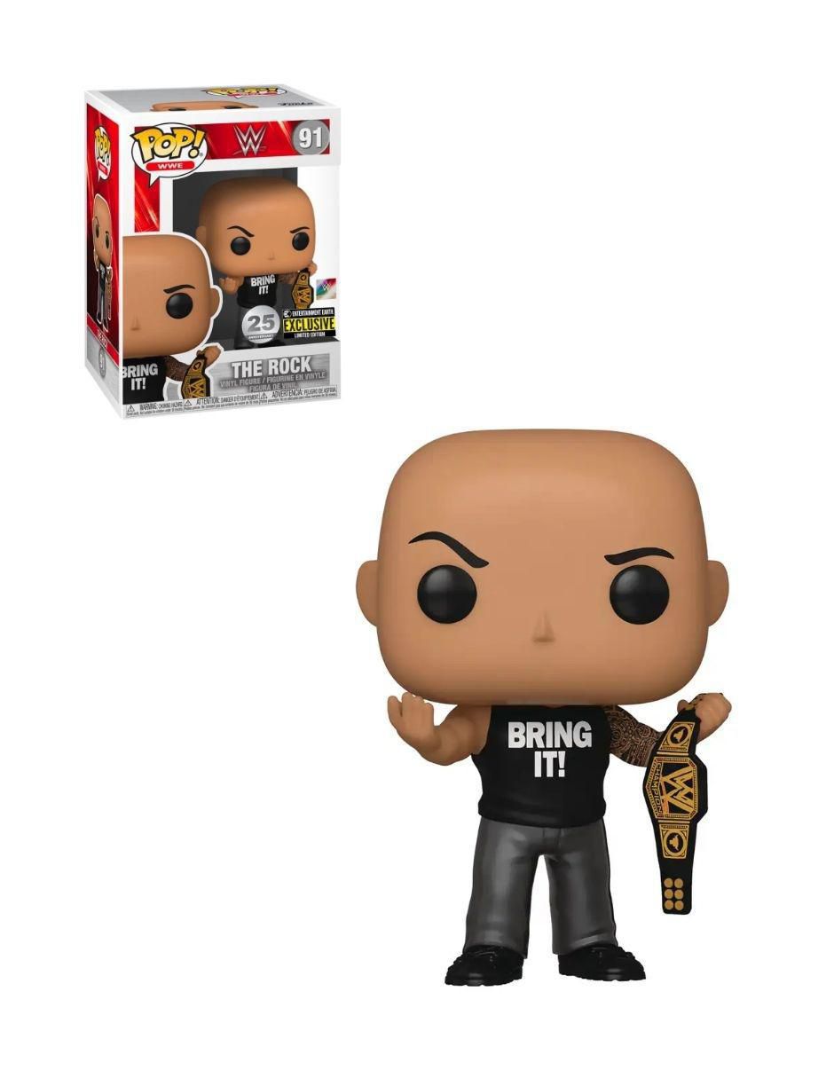 Pop The Rock With Championship Belt EE Exclusivo WWE