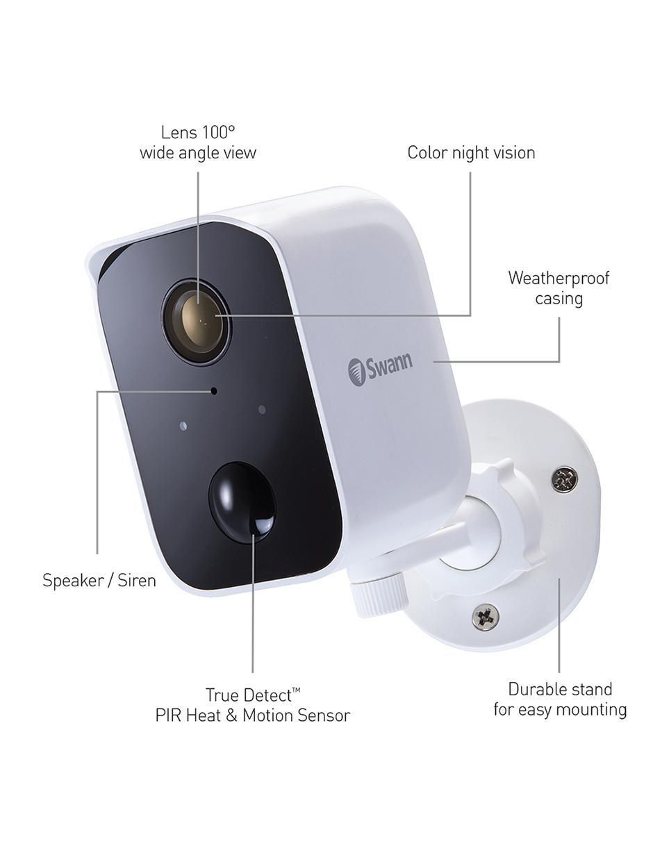 Cámara individual de seguridad inalámbrica Full HD 103° con capacidad para grabar para interior y exterior 3