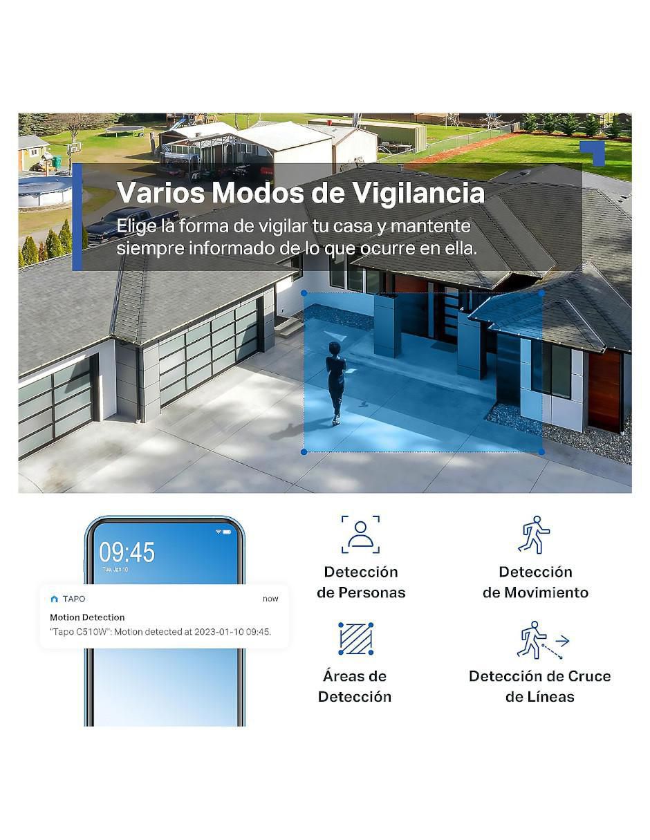 Cámara Wi-Fi de seguridad inalámbrica HD 360° con capacidad para grabar para interior y exterior 4