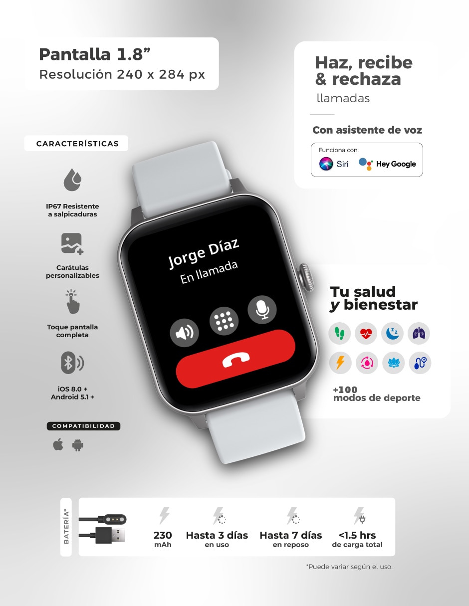 Smartwatch Binden ERA D,SIN TAMAÑO,BLANC