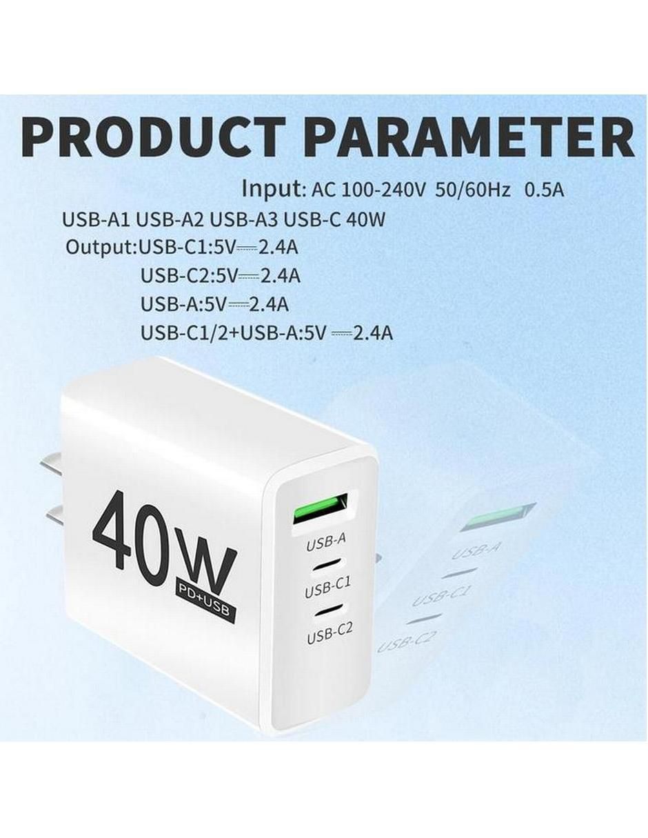 Cargador pared USB tipo A + USB tipo C 5