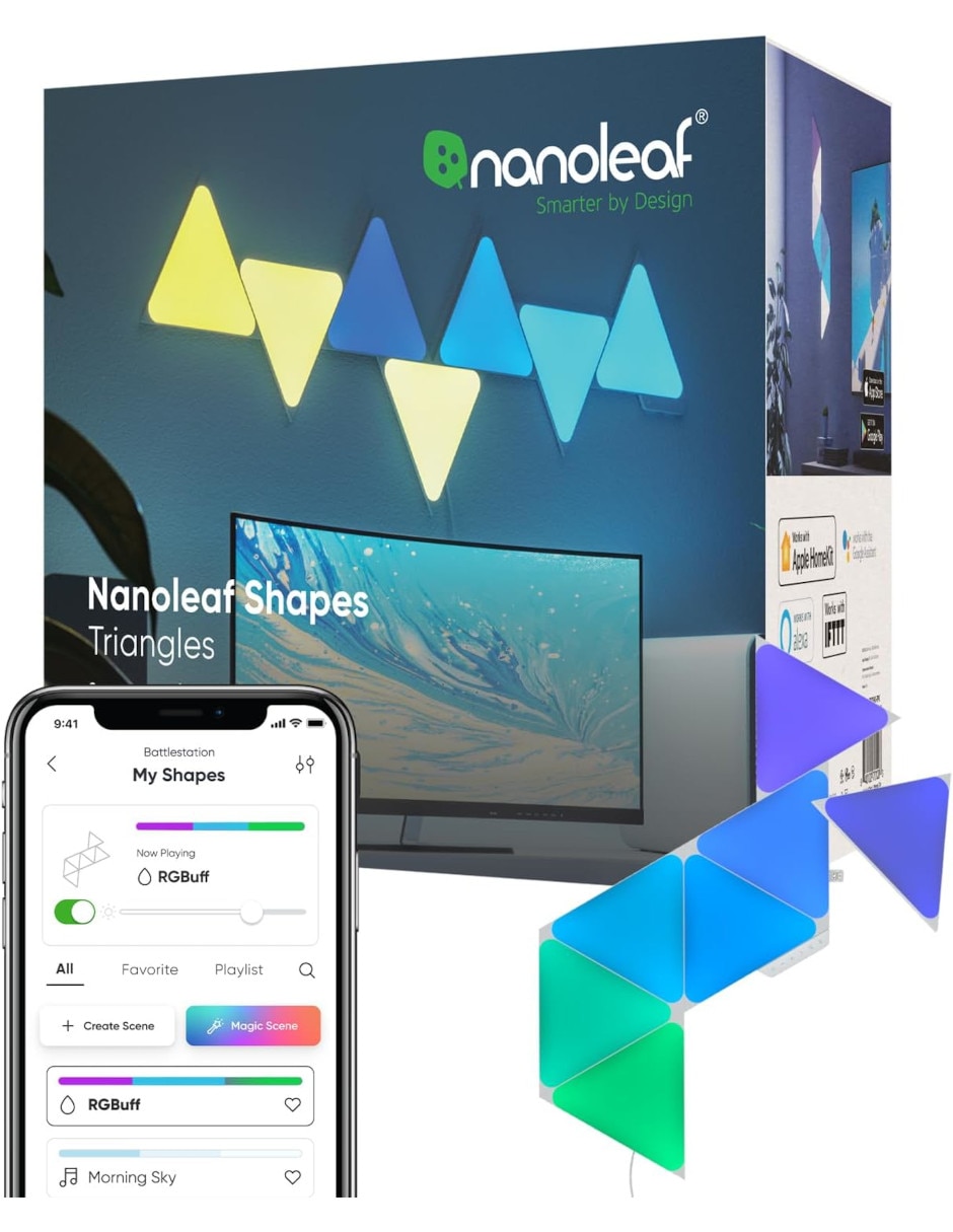 Set de paneles LED smart Shapes Triangulos 7 piezas NL47-7003TW-7PK