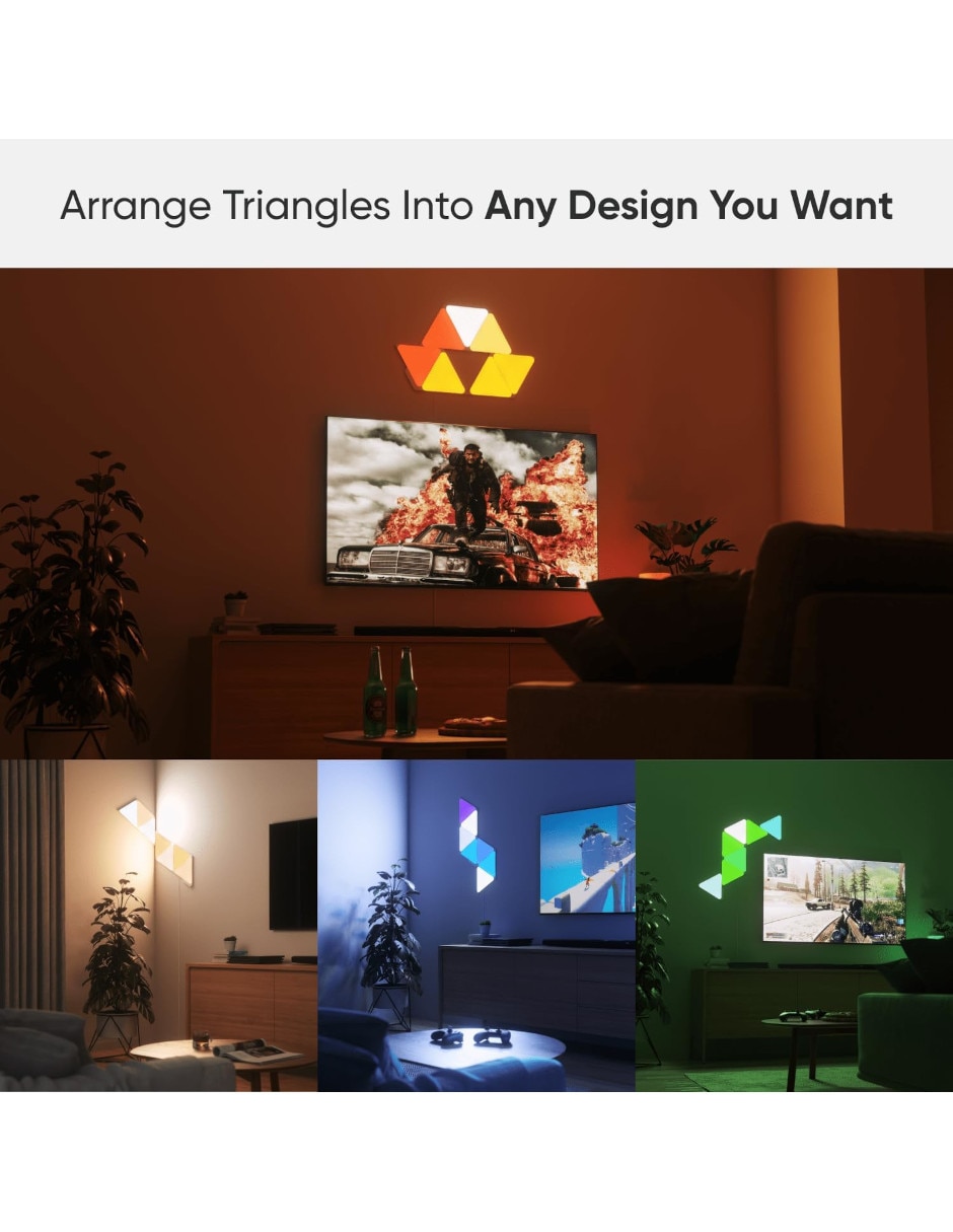Set de paneles LED smart Shapes Triangulos 7 piezas NL47-7003TW-7PK 2