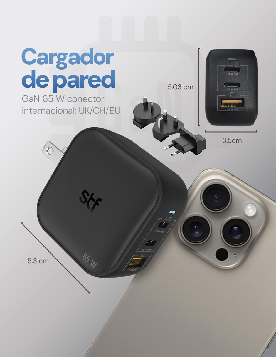 Cargador pared de 65 W USB tipo C GaN 11