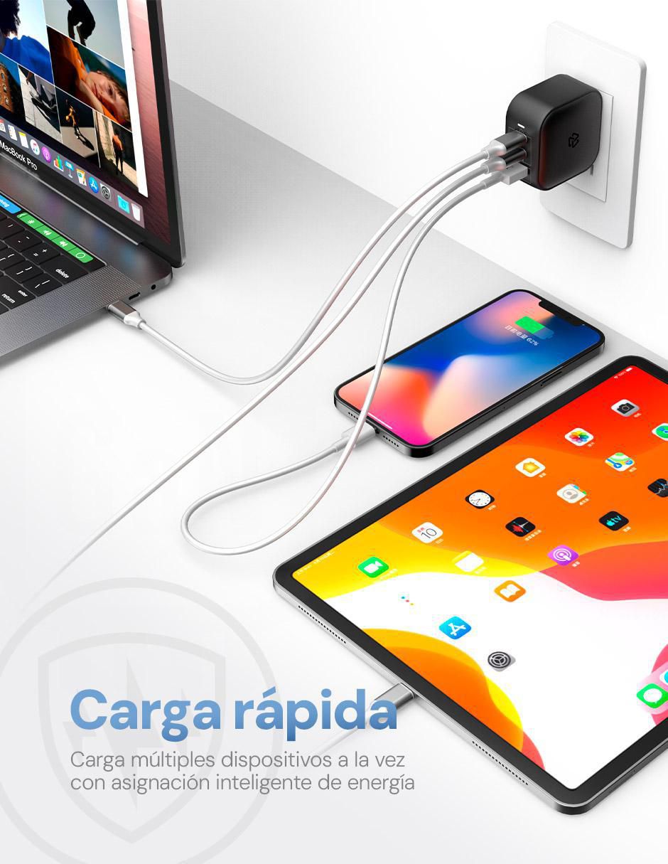 Cargador pared de 65 W USB tipo C GaN 9