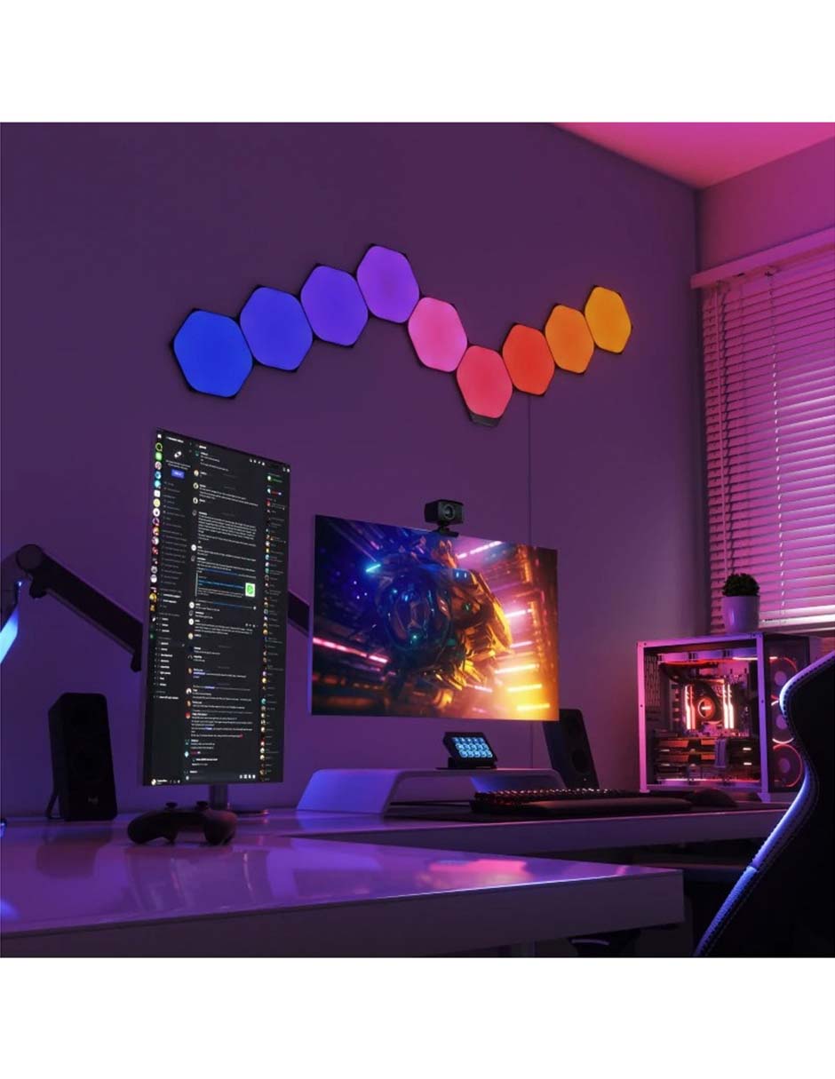 Set de paneles LED smart Shapes Hexagonos 9 piezas NL42-0103HX-9PK 3