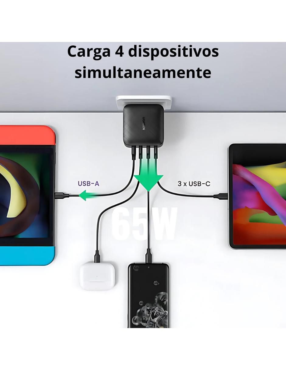 Cargador pared de 65 W USB + USB tipo C 70773 3
