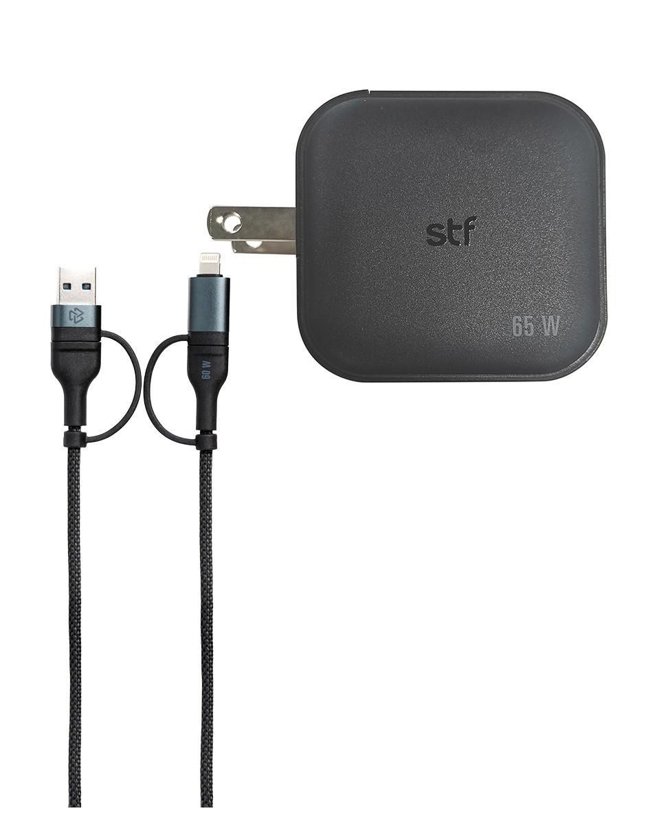 Cargador pared de 65 W USB + USB tipo C Gan 65W Carga Rápida 1.8m