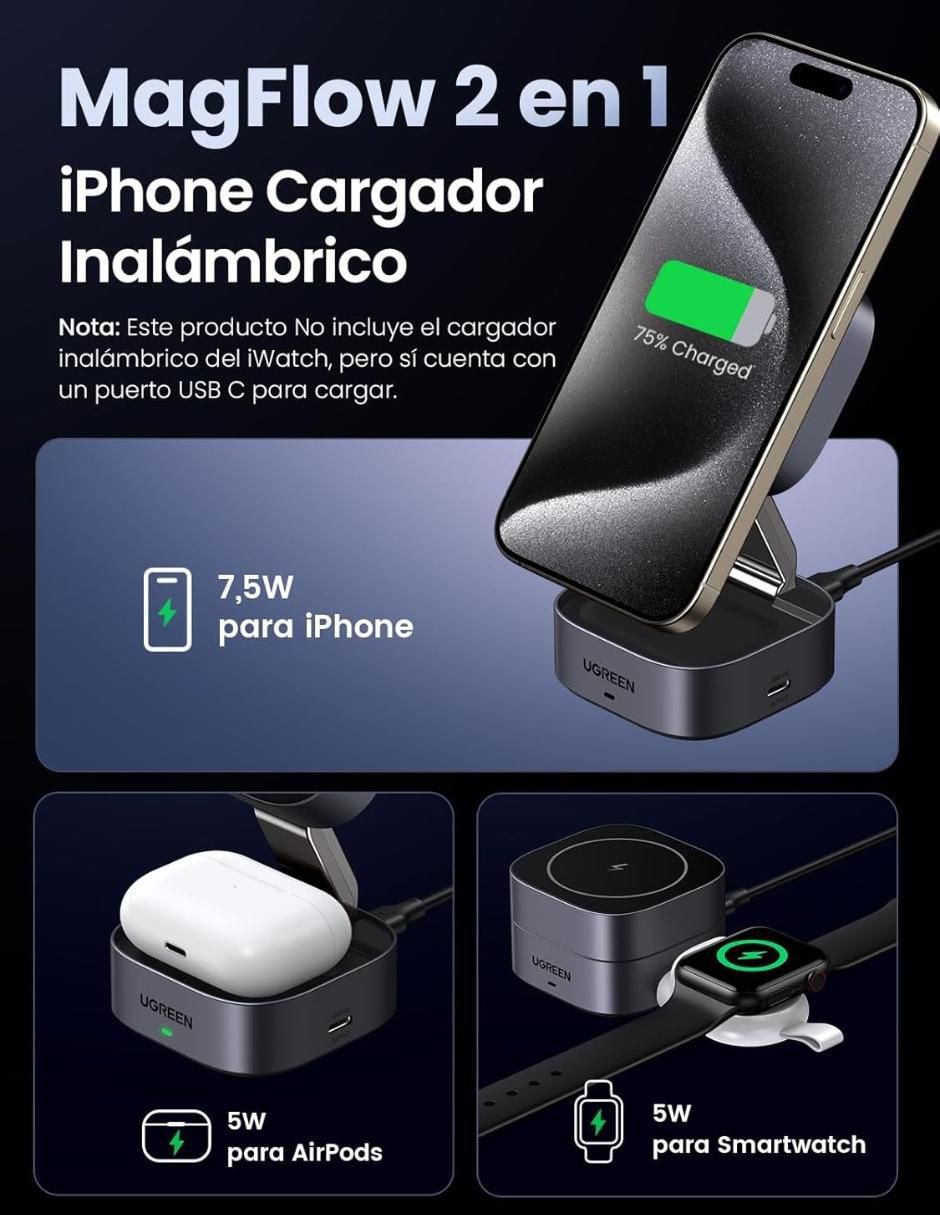 Cargador inalámbrico de 15 W USB tipo C 4