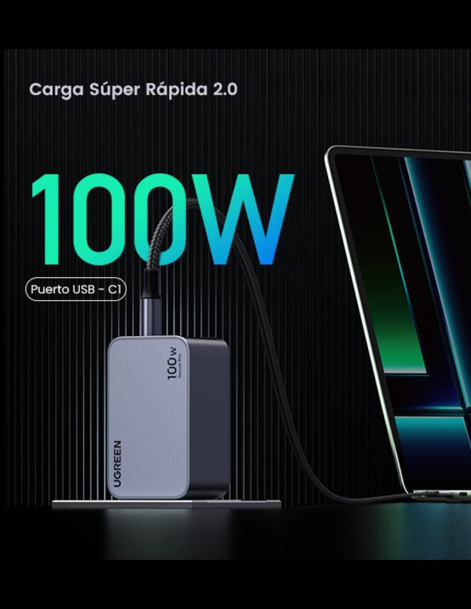 Cargador pared de 100 W USB + USB tipo c Nexode pro 5