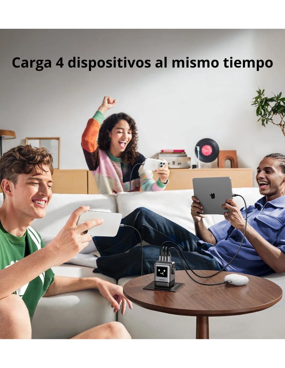 Cargador pared de 100 W USB + USB tipo c 4