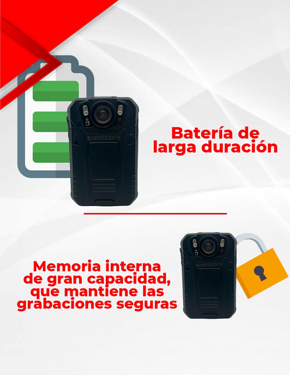Cámara corporal de seguridad con visión nocturna inalámbrica 2K 120° con capacidad de grabar para exterior 6