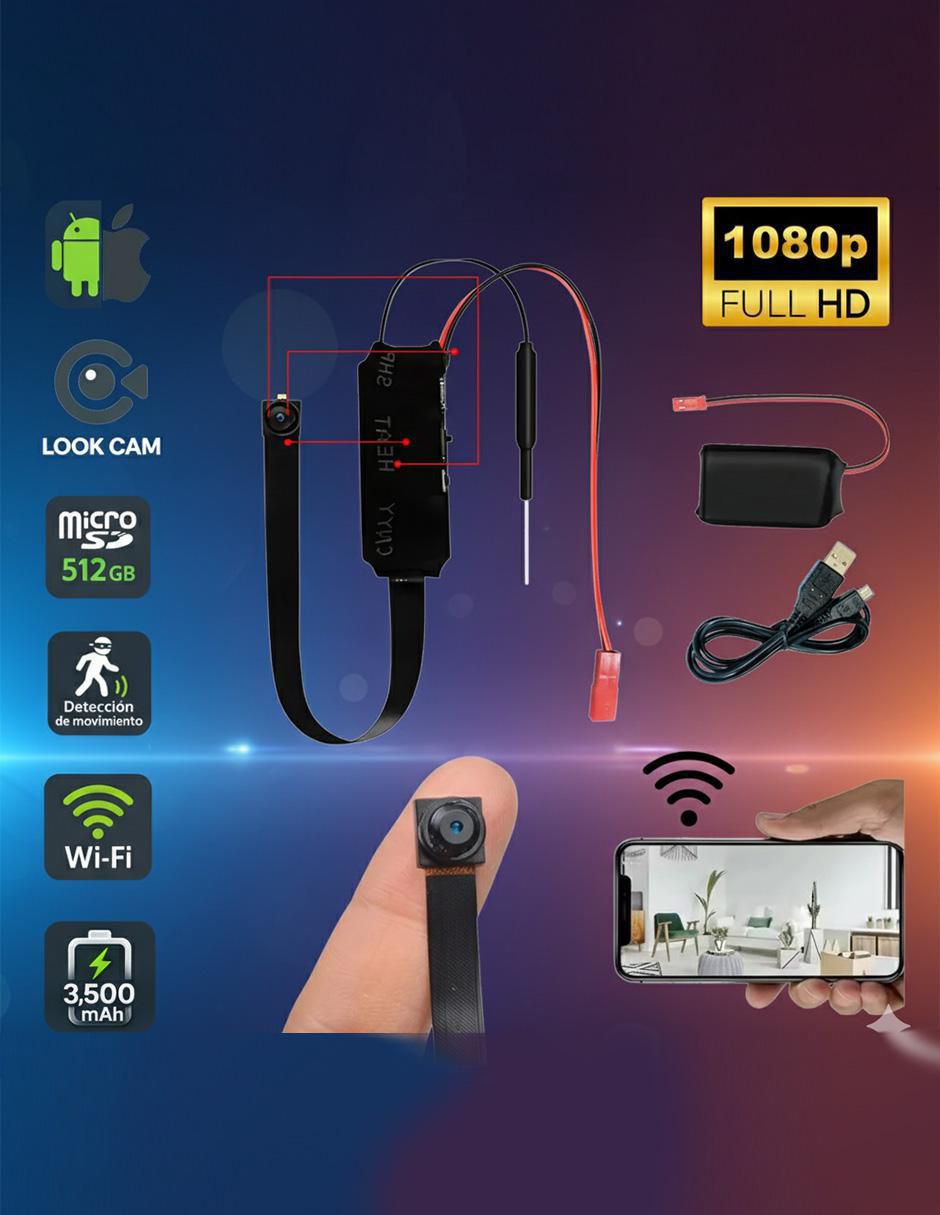 Cámara Wi-Fi de seguridad inalámbrica Full HD 60° con visión nocturna para interior 3