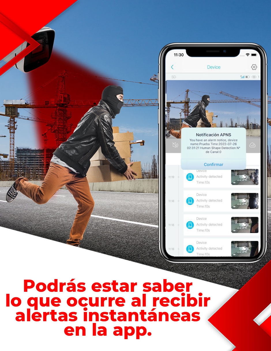 Cámara de seguridad Alámbrica 2K 70° con capacidad de grabar y visión nocturna para interior y exterior 6